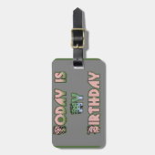 今日は私の誕生日ベビーピンクアートプリント ラゲッジタグ (正面縦)