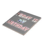 今日は私の誕生日 ベイビーピンク アートプリント タイル (側面)