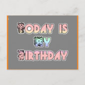 今日は私の誕生日 ベイビーピンク アートプリント ポストカード (正面)