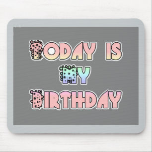 今日は私の誕生日 ベイビーピンク アートプリント マウスパッド