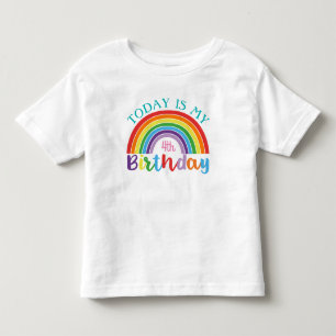 今日は私の誕生日 レインボー 年齢を追加 女の子 トドラーTシャツ