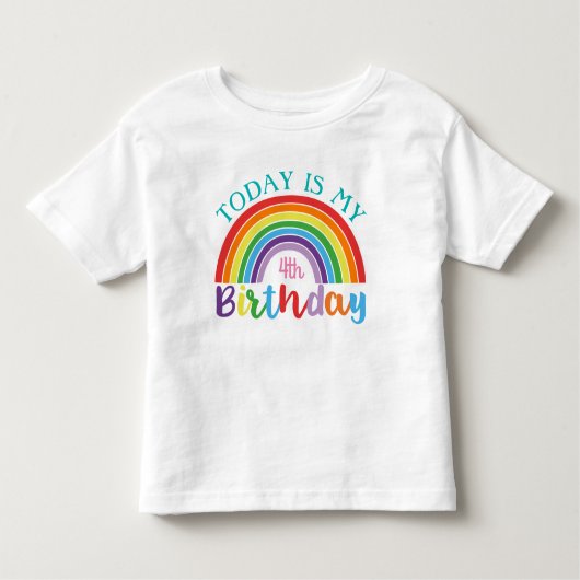 今日は私の誕生日 レインボー 年齢を追加 女の子 トドラーTシャツ (正面)