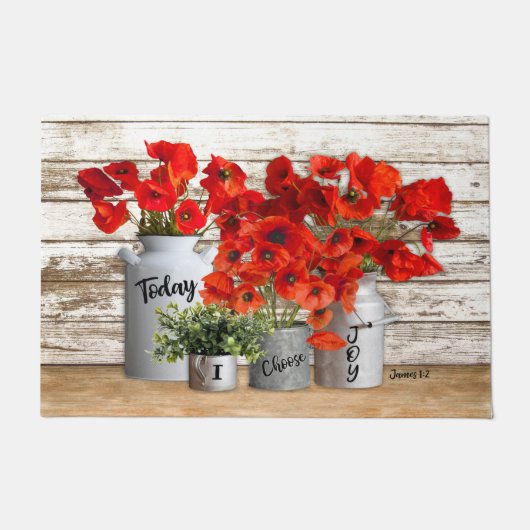 今日は私は喜びポピーを選ぶdoormat ドアマット (正面)