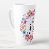 今日は私は喜び感動的引用文ピンクフローラを選択 カフェラテマグ (左アングル)