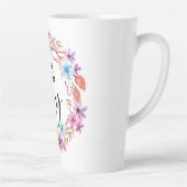 今日は私は喜び感動的引用文ピンクフローラを選択 カフェラテマグ (右)