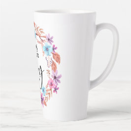 今日は私は喜び感動的引用文ピンクフローラを選択 カフェラテマグ