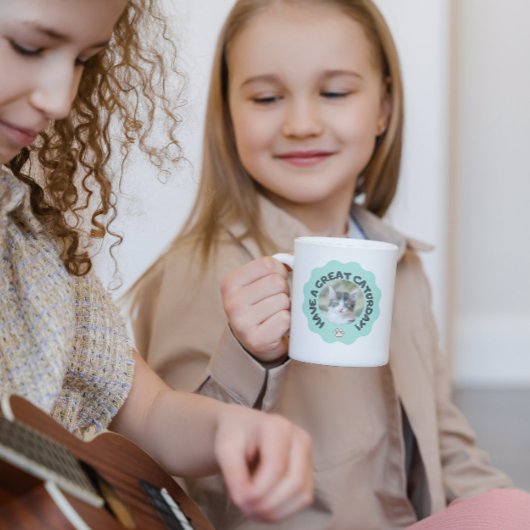 今日は素晴らし早くターコイズカスタム猫の写真 コーヒーマグカップ