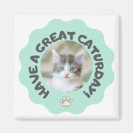 今日は素晴らし早くターコイズカスタム猫の写真 マグネット