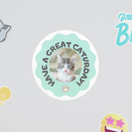 今日は素晴らし早くターコイズカスタム猫の写真 ラウンドシール