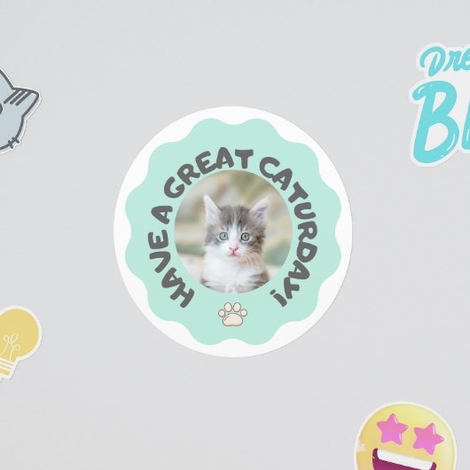 今日は素晴らし早くターコイズカスタム猫の写真 ラウンドシール