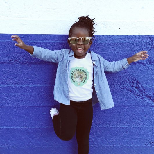 今日は素晴らし早くターコイズカスタム猫の写真 Tシャツ