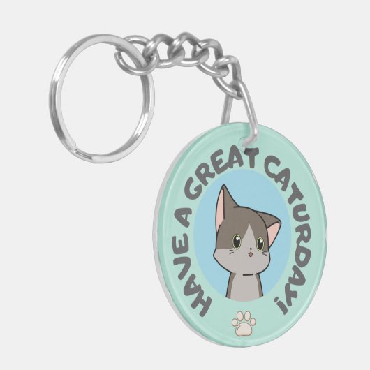 今日は素晴らし早くマンガのかわいい猫 キーホルダー (正面左)