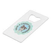 今日は素晴らし早くマンガ風の青い猫 クレジットカード栓抜き (正面アングル)