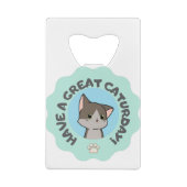 今日は素晴らし早くマンガ風の青い猫 クレジットカード栓抜き (裏面)