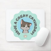 今日は素晴らし早くマンガ風の青い猫 マウスパッド (マウス)