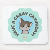 今日は素晴らし早くマンガ風の青い猫 マウスパッド (正面)