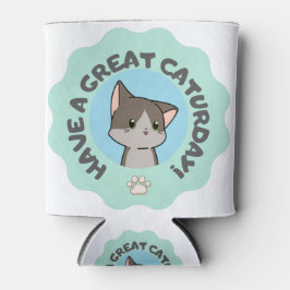 今日は素晴らし早くマンガ風の青い猫 缶クーラー