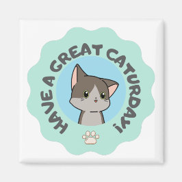 今日は素晴らし早くマングライク青いネコ マグネット