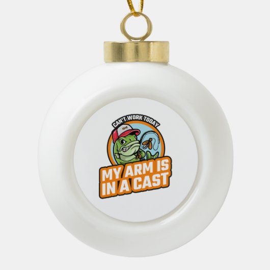 今日は腕がギプスだ セラミックボールオーナメント (正面)