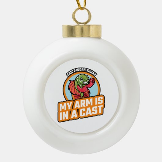 今日は腕がギプスだ セラミックボールオーナメント (正面)