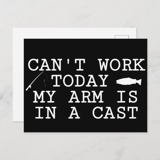 今日は腕がギプスで動かないおもしろい ポストカード (正面/裏面)