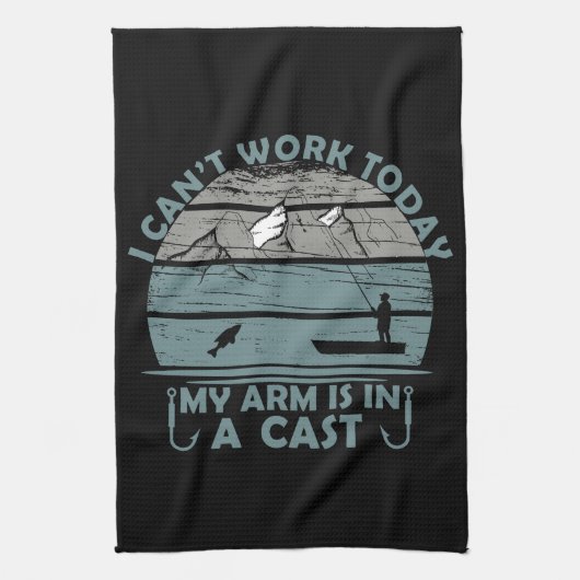 今日は腕がギプスで動けない キッチンタオル (縦)