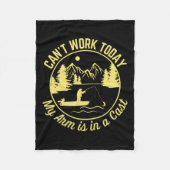 今日は腕がギプス魚釣りで動けなおもしろいい フリースブランケット (正面)