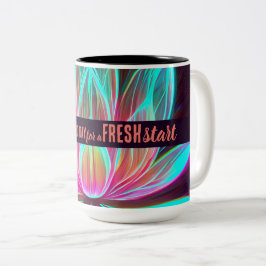 今日は良い日の新しいスタートやる気を起こさせる引用文 ツートーンマグカップ