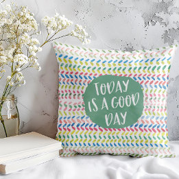 今日は良い日やる気を起こさせる水の色 クッション