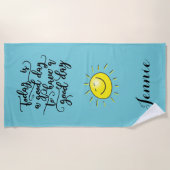 今日は良い日パーソナライズされたビーチタオル ビーチタオル (正面)