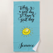 今日は良い日パーソナライズされたビーチタオル ビーチタオル (正面)