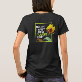 今日は花と蝶が植えおもしろいる Tシャツ