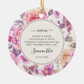 今日は花嫁の母が写真花模様 セラミックオーナメント (正面)