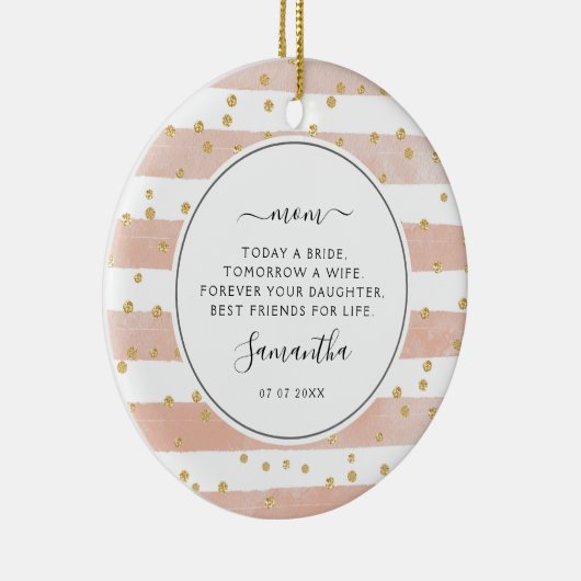 今日は花嫁の母フォトピンク セラミックオーナメント (右)