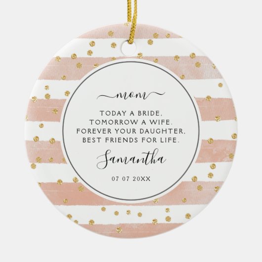 今日は花嫁の母フォトピンク セラミックオーナメント (正面)