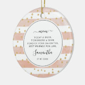 今日は花嫁の母フォトピンク セラミックオーナメント (左)