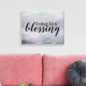 今日は賛美引用文水彩デザイン キャンバスプリント (インサイチュ (リビング))