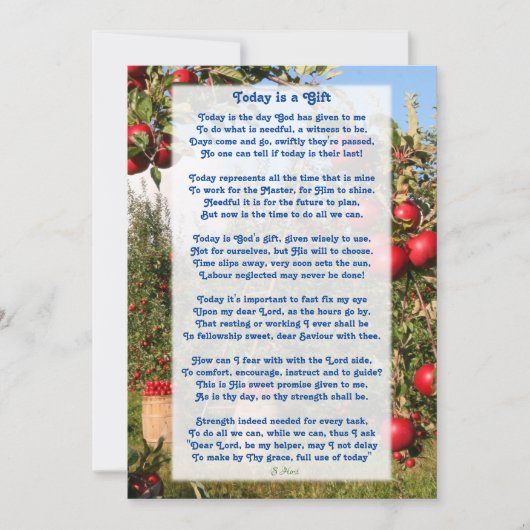 「今日は贈り物」キリストやる気を起こさせる教の詩 サンキューカード (正面)