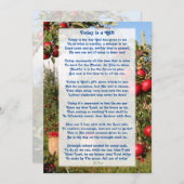 「今日は贈り物」キリストやる気を起こさせる教の詩 サンキューカード (正面/裏面)