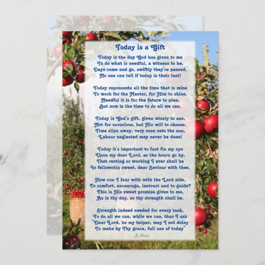 「今日は贈り物」キリストやる気を起こさせる教の詩 サンキューカード (正面/裏面)