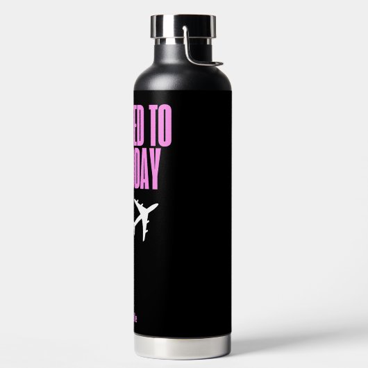 今日は飛びたかった、ハート&飛行機、ピンクカスタム ウォーターボトル (左面)