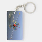 今日は飛びたかった、ハート&飛行機、ピンクカスタム キーホルダー (裏面)