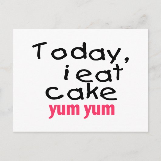 今日は食べケーキのYum Yum (ピンク) ポストカード (正面)