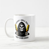 今日は2つの食べコーンドッグのスケルトン間抜けミーム コーヒーマグカップ (左)