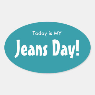 今日はMY Jeans Dayスタンプ – ターコイズ楕円 楕円形シール