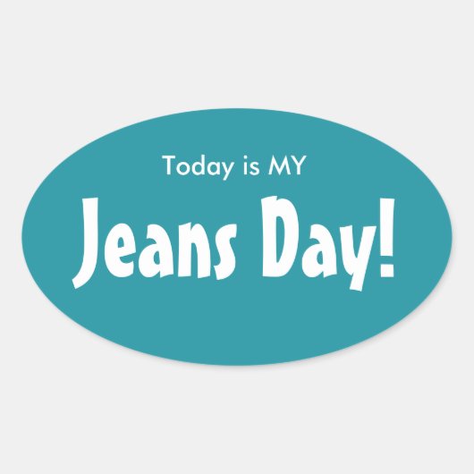 今日はMY Jeans Dayスタンプ – ターコイズ楕円 楕円形シール (正面)