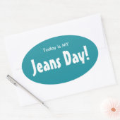 今日はMY Jeans Dayスタンプ – ターコイズ楕円 楕円形シール (封筒)