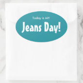 今日はMY Jeans Dayスタンプ – ターコイズ楕円 楕円形シール (バッグ)