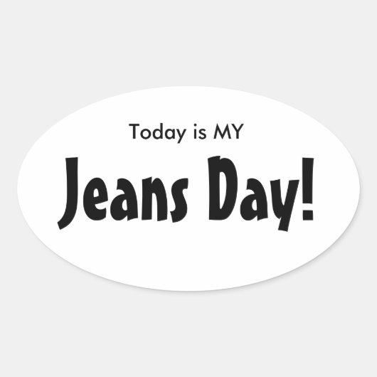 今日はMY Jeans Dayスタンプ – ホワイトオーバル 楕円形シール (正面)