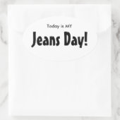 今日はMY Jeans Dayスタンプ – ホワイトオーバル 楕円形シール (バッグ)